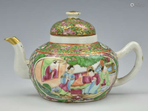Chinese Cantonese Glazed Teapot,19th C.