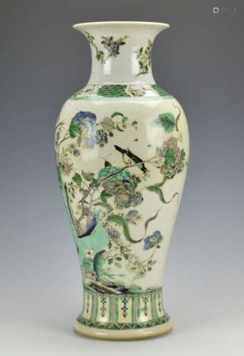 Chinese Large Famille Verte Magpie Vase,19th C.