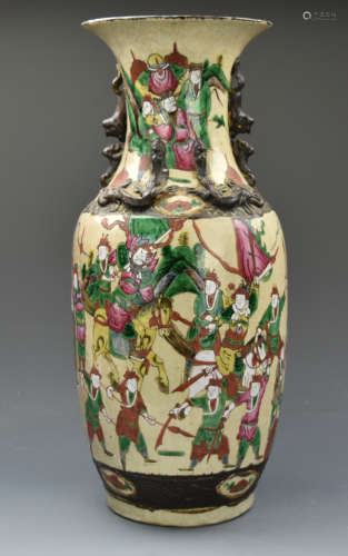 Large Ge Glazed Famille Verte Vase,19th C.