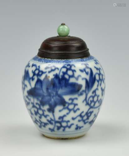Small Chinese Blue & White Jar and Cover,18th C..
