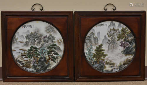 Pair of Chinese Porcelain Panel, Zhang ZhiTang