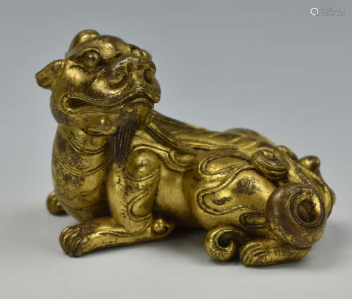 Chinese Gilt Bronze Qilin,Qing D.