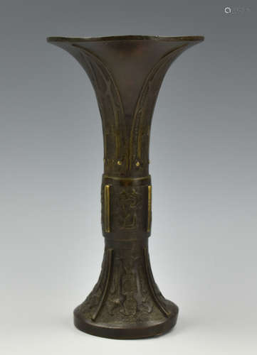 Chinese Bronze Gu Vase,Ming Dynasty