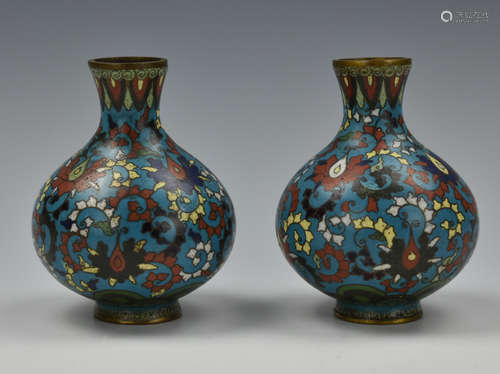 Pair of Small Chinese Cloisonne Vases,19th C.