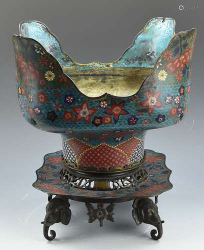 Japanese-Style Cloisonne, Brazier Stand,19th C.