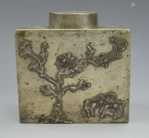 Chinese Pewter Tea Caddy, Qing Dynasty