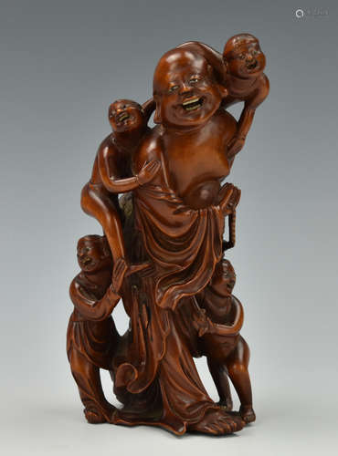 Chinese Huangyang Wood Carving of Budda, 20th C.