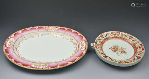 Chinese Famille Rose Dish and Dish,18-19th C.