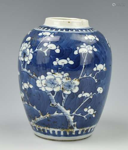 Chinese Blue and White Plum Flower Jar ,19th C.