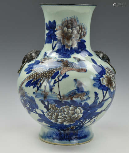 Chinese Blue and Copper Red Vase, 19th C.