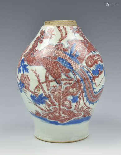 Chinese Blue and Copper Red Vase, 19th C.