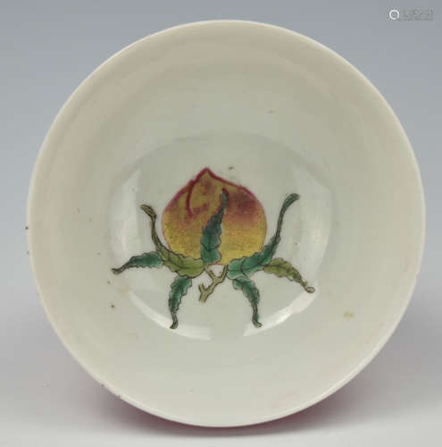 Chinese Coccinellin Glaze Bowl w/ Peach,18th C.