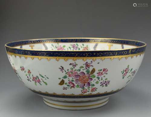 Chinese Famille Rose Punch Bowl, 18th C.