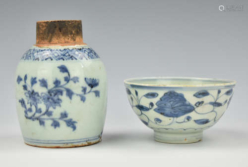 Chinese Blue & White Jar & Bowl,Ming Dynasty