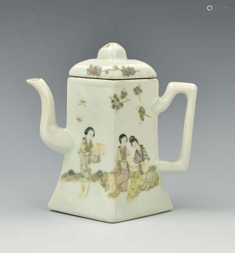 Chinese Famille Rose Teapot and Cover, 19th C.