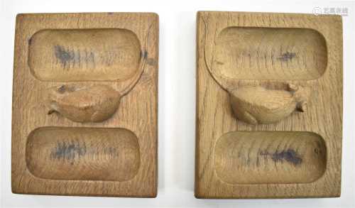 Two Robert 'Mouseman' Thompson ashtrays