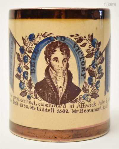 1826 Alnwick Election creamware tankard