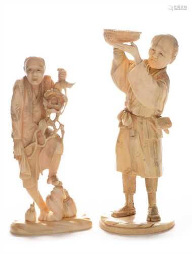 Two Japanese Meiji period ivory carvings