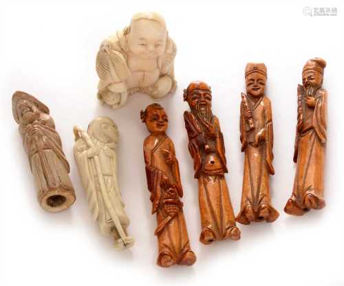seven small bone and ivory carvings