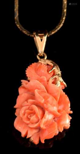 Carved coral pendant