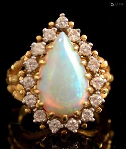 Opal and diamond ring