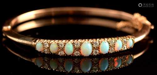 Opal and diamond bangle