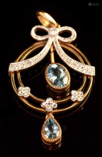 Aquamarine and diamond pendant