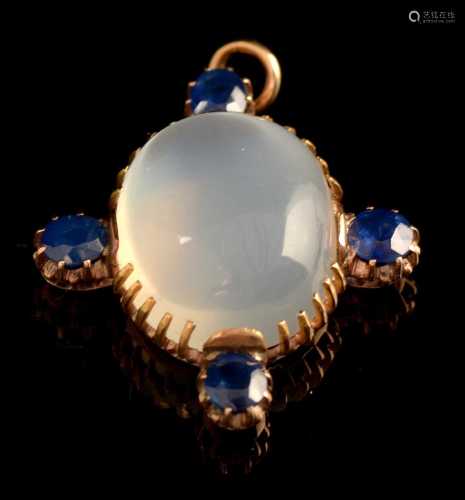 Moonstone and sapphire pendant