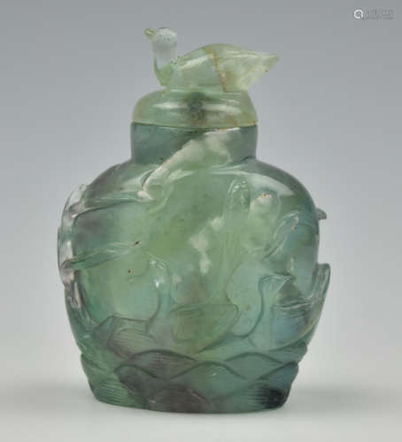 Chinese Green Glass Snuff Bottle, QIng D.