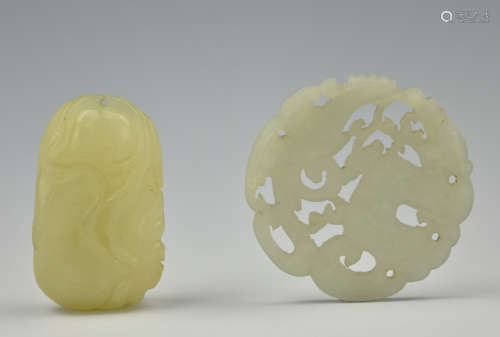 Two Chinese Pale Jade Pendants,Qing Dynasty