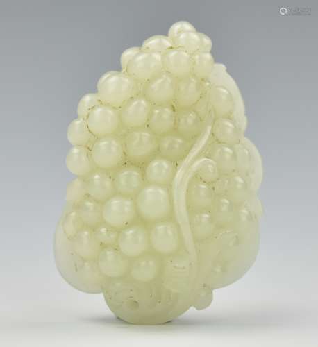 Chinese White Jade Carving of Grapes