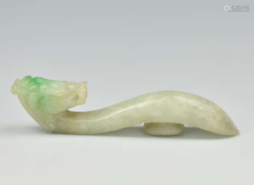 Chinese Jadeite Belt Hook w/ Dragon Head