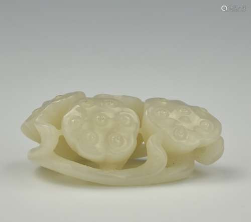 Chinese White Jade Carving of Lotus Pods