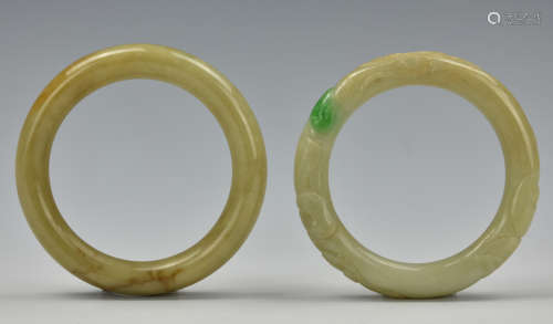 (2) Chinese Jade Bracelets, Late Qing Dynasty