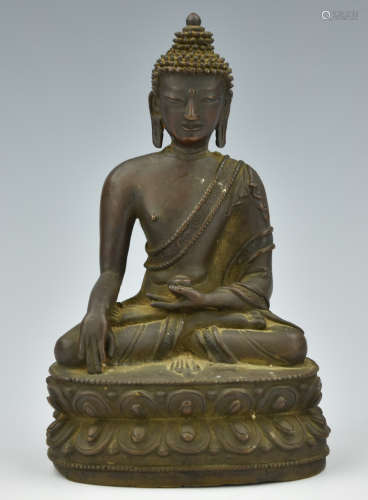 Chinese Seated Bronze Buddha,17-18th C.