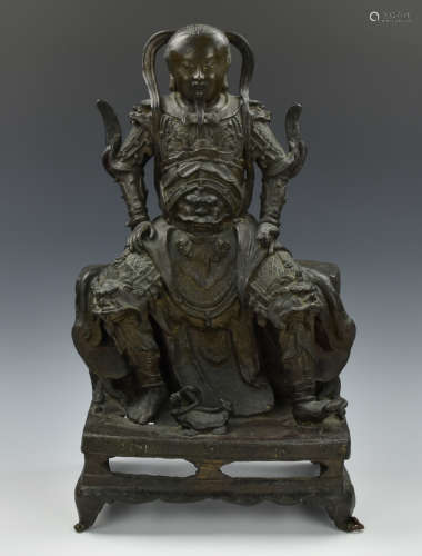 Large Chinese Bronze ZhenWu Tati Figure, Ming D.