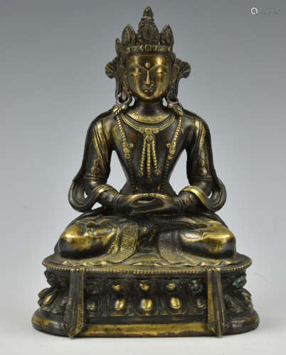 Chinese Gilt Bronze Buddha, 18th C.