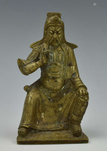 Chinese Brass Guan Gong, Qing Dynasty