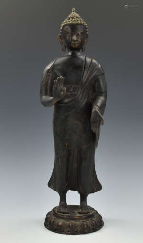 Chinese Standing Bronze Buddha,20th C.
