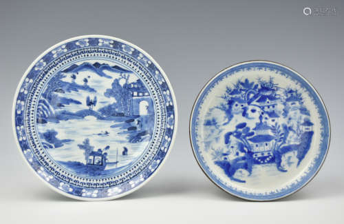 Two Chinese Blue and White Plates,18th C.