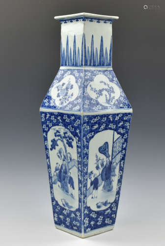 Chinese Blue & White Square Vase,19th C.