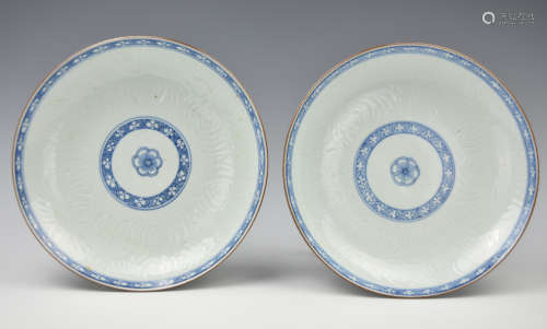 Pair of Chinese Blue & White Plates, KangXi Period