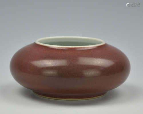 Chinese Red Glazed Water Pot w/ Yongzheng Mark