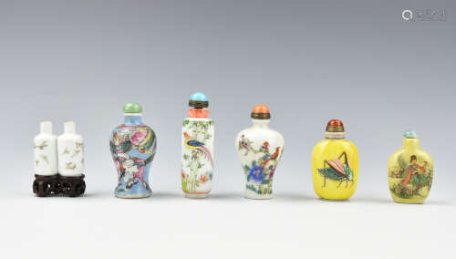 (6) Chinese Porcelain Snuff Bottles, Qing Dynasty