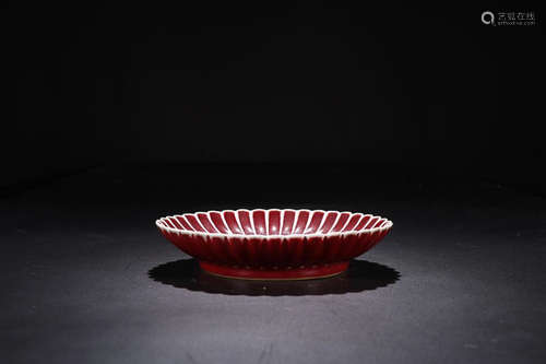 QIANLONG MARK RED GLAZE PLATE