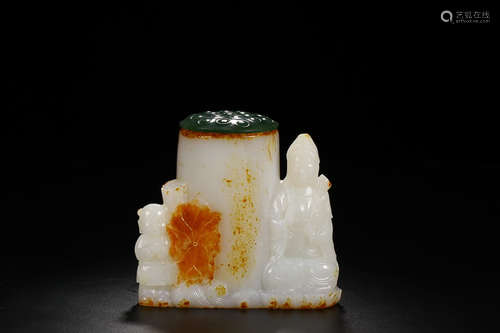 QIANLONG MARK HETIAN JADE BANZHI BOX