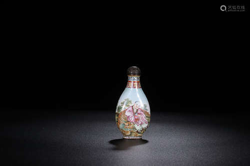 QIANLONG MARK BRONZE ENAMEL SNUFF BOTTLE