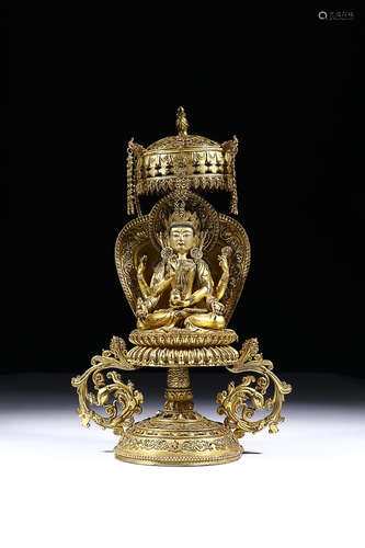 YONGLE MARK GILT BRONZE BUDDHA ORNAMENT