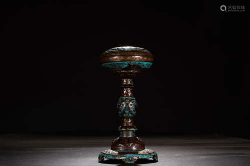 QIANLONG' MARK TURQUOISE GLAZE INCENSE HOLDER