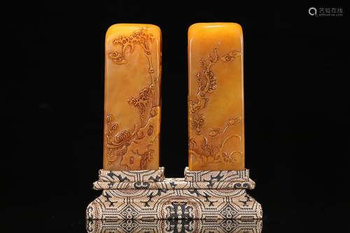 TIANHUANG STONE CARVING SEAL IN PAIR